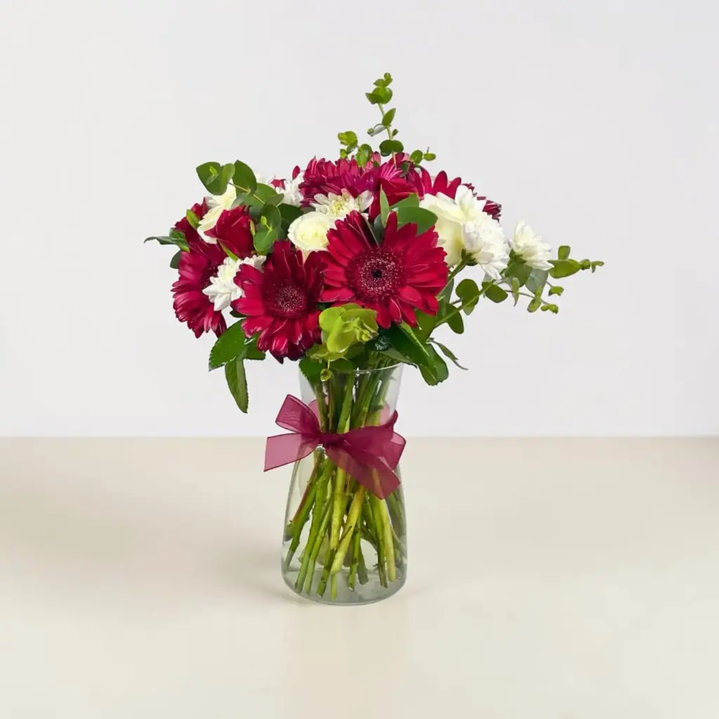 White & Red Flowers Vase